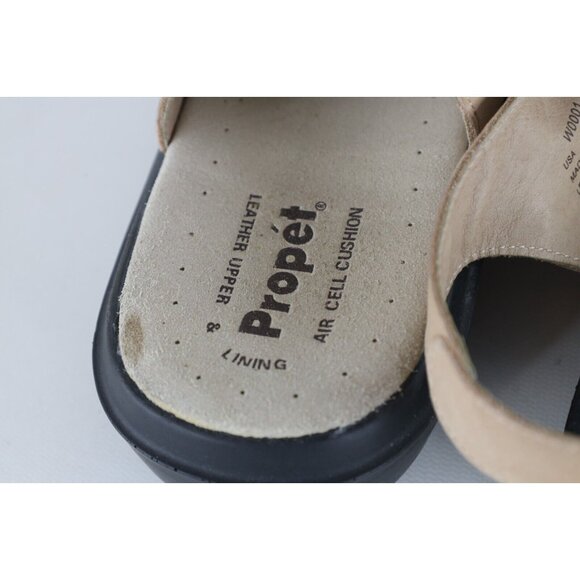 Propet Mens 13 M Suede Leather Air Cell Cushion Strap Fisherman Sandals Beige
